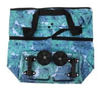 Kisangel Faltbarer Einkaufswagen mit Rollen, Blaue Rolltasche aus Polyester | Vier Räder, Ergonomischer Griff, Kompakte Bauweise, für Einkauf im Markt und Einkaufszentrum