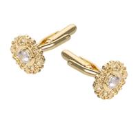 Kisangel Vintage Vielseitig und Elegant Manschettenknöpfe Rundes Florales Design aus Kupfer mit Goldener Farbe und Funkelnden Strasssteinen für Hochzeit und Jubiläum