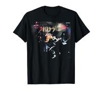 KISS - 1975 Lebendig! T-Shirt Damen Schwarz S Classic Rock Band T-Shirt Klassische Passform Halbarm Crew Neck