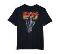 Kiss Hard Rock Music Band Neon Band by Rock Off T-Shirt, Herren Große Größen, Schwarz, 6X Tall