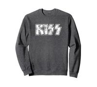 Kiss Hard Rock Music Band Vintage Logo by Rock Off Sweatshirt, Unisex für Erwachsene, Anthrazit Meliert, M
