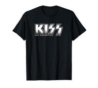 KISS - Metallic-Logo Herren T-Shirt Schwarz S Klassische Passform Langarm Crew Neck Classic Fit Polyester T-Shirt