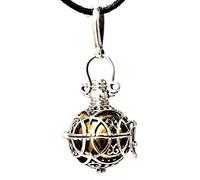 Kiss of Leather Engelsrufer Anhänger aus 925 Sterling Silber, 16mm Durchmesser, mit Silberkette 41-66 cm