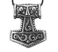 Kiss of Leather Großer Thorshammer Anhänger aus Edelstahl mit Baumwollband Ed.68