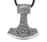 Kiss of Leather Thorshammer Anhänger aus 925 Sterling Silber mit runder Königskette aus 925 Sterling Silber, 2.5 mm dick, 45-65 cm lang (55) Si.347