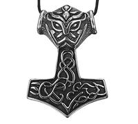 Kiss of Leather XXL Thorshammer Anhänger aus Edelstahl mit schwarz-silberner Königskette 8,4 mm (55) Ed.177