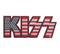 KISS Patch American Flag Band Logo Nue offiziell Rot Woven Iron On 40 x 95mm One Size