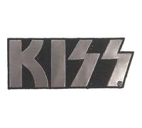 KISS Patch Chrome Band Logo Nue offiziell Schwarz Woven Iron On 40 x 95mm One Size