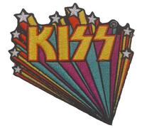 KISS Patch Star Banners Band Logo Nue offiziell Schwarz Woven Iron On 90 x 90mm Accessory Size