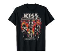 KISS - Spinne Bühne T-Shirt für Damen, Schwarz, S, Klassische Passform, Halbarm, Crew Neck, Klassisches Kiss-Band T-Shirt, Alle Jahreszeiten, 1 Count