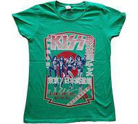 KISS T Shirt Destroyer Tour 78 Band Logo Nue offiziell Damen Skinny Fit Grün M