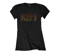Kiss - T-Shirt # L Black Femmina # Vintage Classic Logo