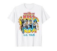 KISS - Weißes Classic Rock Band T-Shirt, Herren, S, Halbarm, Klassische Passform, Crew Neck, Vintage-Design, Polyester, Unisex, Erwachsene Männer, Kiss-Fans, Klassisch