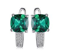 Kissenschliff Simulierter Grüner Smaragd 925 Sterling Silber Ohrclips Für Damen Mode Edelsteine huggie Ohrringe