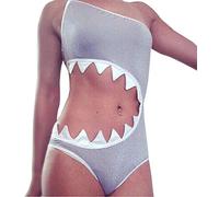 Kissprom One Shadow Mouth Tooth Bikini Badeanzug für Mädchen Einteilige Bademode für Jugendliche mit Kettenriemen