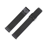 Kistanio 20 mm Milanaiseband aus Edelstahl Druckverschluss Meshband Schwarz - ME-20-BK