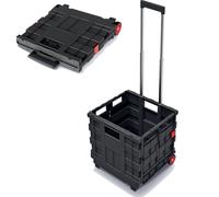 Kistenberg Klappwagen Werkzeugkoffer Zusammenklappbarer Transportwagen auf Rädern Teleskopgriff aus Aluminium Cart KCT4040/L, Schwarz