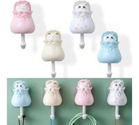 Kiswleon Sonnenbrille Katze Schlüsselhaken,Kinder Kleiderhaken Selbstklebend,Kreativer Tiere Katzen Schlüsselhalter,Ohne Bohren Garderobenhaken Kinder Geschenke für Katzenliebhaber