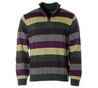 Kitaro Herren Pullover Strick Troyer Stehkragen Streifen Deep Forest L