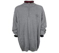 Kitaro Pullover Troyer Strick Pulli Herren Langarm Baumwolle, Farbe:grau, Herrengrößen:4XL