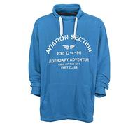 Kitaro Sweatshirt Herren Baumwolle Langarm Schalkragen, Farbe:blau, Herrengrößen:3XL