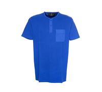Kitaro T Shirt Henley Herren Kurzarm Rundhals Baumwolle Extra Lang Tall, Farbe:blau, Herrengrößen:XLT