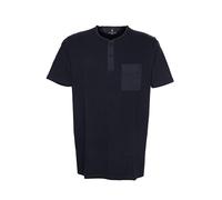 Kitaro T Shirt Henley Herren Kurzarm Rundhals Baumwolle Extra Lang Tall, Farbe:schwarz, Herrengrößen:3XT