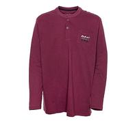 Kitaro T Shirt Henley Longsleeve Herren Langarm Rundhals Baumwolle, Farbe:dunkelrot, Herrengrößen:3XL