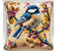 kitphoenix Kreuzstichkissen/Stickset Anfänger Kreuzstich Kissen Set Vogel DIY Bastelset Vorgezeichnet Erwachsene zum Sticken mit Stickvorlage & Sticknadel und Stickgarn 45 x 45 cm