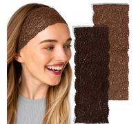 Kitsch Lace Wide Headbands for Women Non Slip - Stylish Head Bands for Women's Hair with Stretchy Comfortable Fit | Great Casual or Workout Headbands for All Hair Types - Mocha & Chocolate, 2 pcs