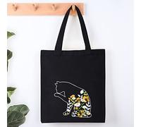 Kitten Canvas Bag Stickerei Kit für Anfänger, Handstickerei-Kits für Erwachsene mit Stickmustern, Stickrahmen und Anleitung, DIY bestickte Umhängetasche (Schwarze Katze)
