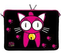Kitty to Go LS133-17 Designer Laptop Tasche 17 Zoll Notebook Sleeve Hülle Schutzhülle aus Neopren bis 43,9 cm (17,3 Zoll) Cover Case Katze pink-schwarz