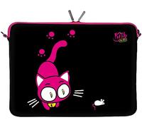 Kitty to Go LS141-10 Designer Tablet Schutzhülle 9,7 Zoll für Medion p9701, Samsung Galaxy Tasche Case 10 & 10.1 bis 10,2 Zoll (25,9 cm) Katze schwarz-pink