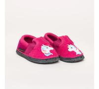 Kitz-Pichler Bobby Appl. Einhorn Kinderschuh | Kinder Filz-Hausschuh | Farbe Himbeer/Fuchsia | Kinder-Hausschuh in Größe 22 Himbeer/Fuchsia 22