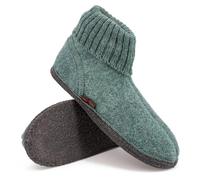 kitz-pichler Hüttenschuh Ötz - Hoher Hausschuh für Damen & Herren | Aus Reiner Schurwolle - hochwertige Sohle aus Filz - Warme Hausschuhe Oceangreen | 37