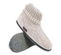 kitz-pichler Hüttenschuh Ötz - Hoher Hausschuh für Damen & Herren | Aus Reiner Schurwolle - hochwertige Sohle aus Filz - Warme Hausschuhe Beige | 46