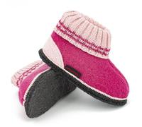 kitz-pichler Hüttenschuh Ötz Kids - Hoher Hausschuh für Kinder | aus 100% Schurwolle Raspberry, 25