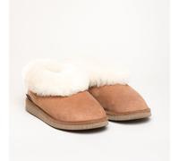 kitz-pichler Lammfell-Hausschuh Gisi für Damen & Herren | Fellhüttenschuh aus echtem Lammfell - Gummilaufsohle für Drinnen & Draußen | Eine Nummer größer bestellen Braun | 42