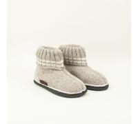 kitz-pichler Hüttenschuh Ötz Kids - Hoher Hausschuh für Kinder | Aus Reiner Schur-Wolle - rutschfeste Sohle aus Filz - Perfekt für die Kita Beige | 24