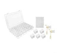 Kivivaka Sticktwist Organizer Set mit 36 Fächern, 200 Spulen, 2 Handwickler und Aufklebern, für Aufbewahrungsbox zum Nähen und Kreuzstich