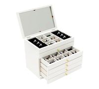 KiwiHood 6-lagige hölzerne Schmuckschatulle Vintage Jewelry Organizer Box Rustic Wood Jewelry Case mit klarem Deckel, 5 Schubladen für Juwelen, Uhren, Halskette, Ring Lagerung