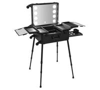 KiwiHood Tragbarer Kosmetikkoffer Professioneller Schminkkoffer 21-Zoll Beauty Case mit LED-Licht, 8-Lampen-Spiegel, Höhenverstellbaren Beinen und Trolley-Rollen für Reisen und Beauty-Salons