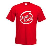 Kiwistar - T-Shirt - rot - Jesus Inside Auto Motiv Bedruckt Funshirt Design Print - mit Motiv Bedruckt - Funshirt Design - Sport - Freizeit - Herren - S