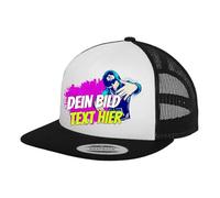 Kiwistar UG - Basecap - schwarz weiß - Klassik Trucker - mit Wunschtext und Foto individuell personalisiert