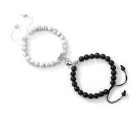 KIXZSAZ Magnetische Schnalle herzförmige Perlen Armband Mode mit hoher Elastizität Seil Verbindung Paar Armbänder Geschenk, Typ+2