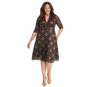 Kiyonna Damen Plus Size Mon Cherie Spitzenkleid A-Linie Midi Semi-Formell oder Formell Cocktail Party Kleid für Hochzeitsgast, Roségold, Groß