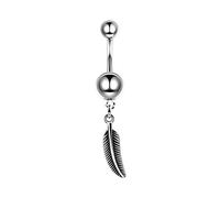 KJM FASHION 1 STK Chirurgischer 316-l-stahl Bauchnabel 1,6 mm 14g 10mm 3/8 5mm Klar Kugel Feder Nabel Navel Belly Ohrringe Nabel Barbell Piercing Schmuck 5176
