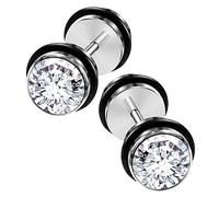 KJM FASHION 2 STK Chirurgenstahl 1.2mm 16gauge 8mm Fake Plug Kristalle Gauge Ohr Earring Stäbe Stecker Piercing Schmuck 5563
