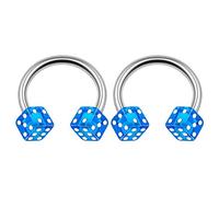 KJM FASHION 2 Stk Chirurgenstahl Blau Hufeisen Ohrringe 1,6 mm 14 g 10mm 3/8 4mm Würfel Kugel Septum Daith Nose Ohrringe Piercing Schmuck 3203