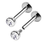 KJM FASHION 2 Stk Chirurgenstahl Labret Monroe 1,2 mm 16 g 8mm 5/16 Monroe Tragus Vertical Labret Ohrringe Cartilage Piercing Schmuck 0283